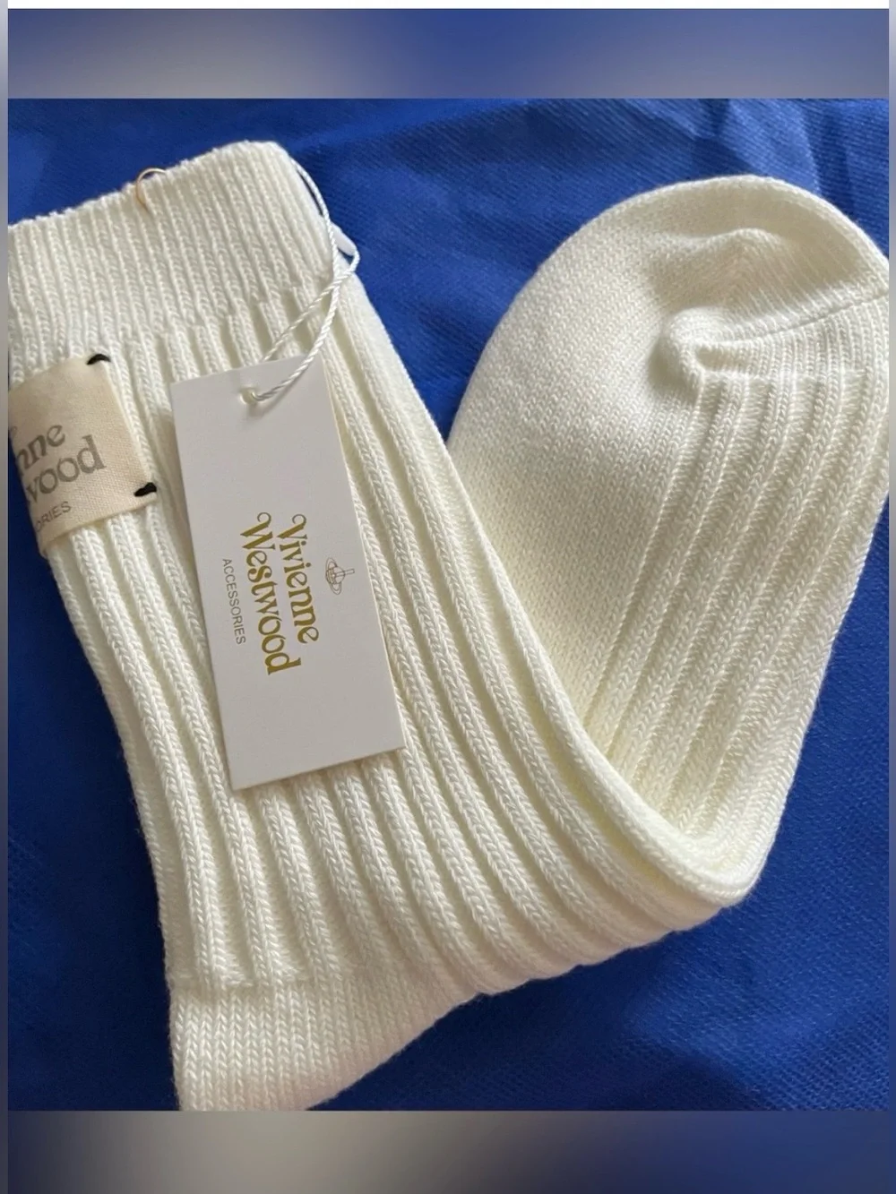 Vivienne Westwood Cream Ribbed Cotton Blend Socks